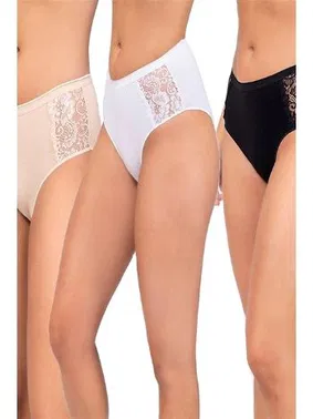 Çift Kaplan Kadın Dantelli Pato Külot 3'lü Paket Çift Kaplan 637