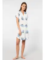 Gömlek Yaka Yaprak Desenli Dokuma Düğmeli Elbise Türen 3601 Ekru detay görünüm