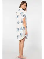 Gömlek Yaka Yaprak Desenli Dokuma Düğmeli Elbise Türen 3601 Ekru farklı açı