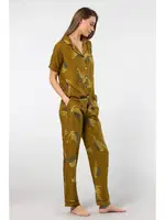 Cepli Kısa Kollu Dokuma Yaprak Desenli Pijama Takımı Türen 3604 farklı açı