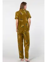 Cepli Kısa Kollu Dokuma Yaprak Desenli Pijama Takımı Türen 3604 görsel 4