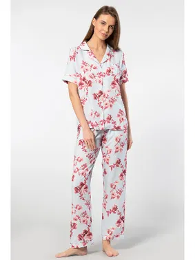 Türen Desenli Kısa Kollu Dokuma Kadın Pijama Takımı Türen 3604