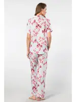 Desenli Kısa Kollu Dokuma Kadın Pijama Takımı Türen 3604 Mavi görsel 4