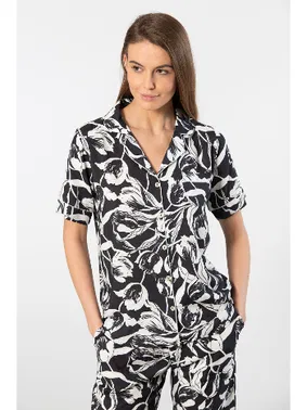 Türen Desenli Kısa Kollu Dokuma Kadın Pijama Takımı Türen 3604 - Alternatif Görünüm