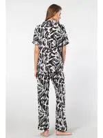 Desenli Kısa Kollu Dokuma Kadın Pijama Takımı Türen 3604 Siyah2 görsel 4