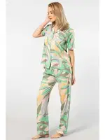 Kadın Desenli Kısa Kol Dokuma Pijama Takımı Türen 3604/Yeşil Yeşil görsel 4