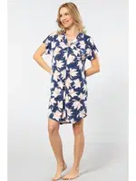 Lacivert Düğmeli Gömlek Yaka Kadın Gecelik Türen 3607 Lacivert