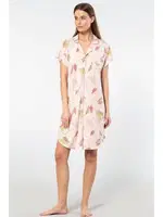 Gömlek Yaka Kısa Kollu Kadın Gecelik Türen 3607 Pudra