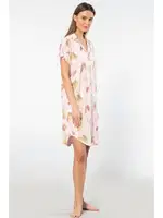 Gömlek Yaka Kısa Kollu Kadın Gecelik Türen 3607 Pudra detay görünüm