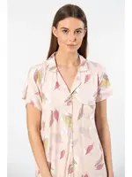 Gömlek Yaka Kısa Kollu Kadın Gecelik Türen 3607 Pudra görsel 4