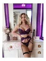 Kadın Fantezi Bacak Bantlı Jartiyer Takım NightLight 1077 Mor farklı açı