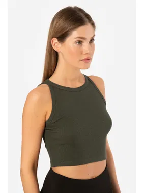 Türen Halter Yaka Fitilli Crop Kadın T-shirt Türen 3404 - Alternatif Görünüm