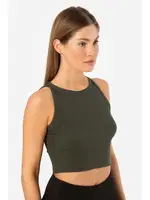 Halter Yaka Fitilli Crop Kadın T-shirt Türen 3404 Haki detay görünüm