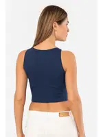Lacivert Kadın Fitilli Crop T-shirt Türen 3404 görsel 4
