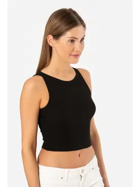 Türen Fitilli Crop Siyah Kadın T-shirt Türen 3404 - Alternatif Görünüm