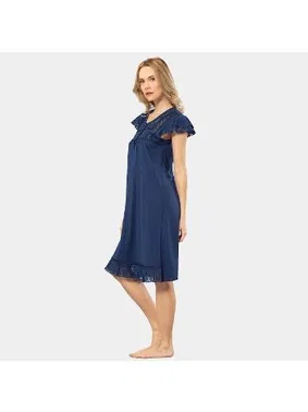 Türen Yakası Düğmeli Kısa Kollu Kadın Gecelik Türen 3284 - Alternatif Görünüm