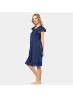 Yakası Düğmeli Kısa Kollu Kadın Gecelik Türen 3284 Lacivert detay görünüm