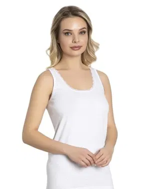 Lüx DRM Kadın Geniş Askılı İnce Dantelli Pamuk Atlet LüxDrm 052