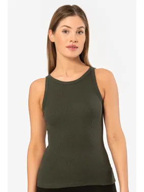 Türen Halter Yaka Fitilli Yeşil Kadın Atlet Türen 3403