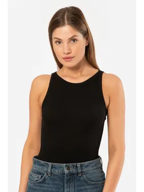 Türen Siyah  Halter Yaka Fitilli Kadın Atlet Türen 3403