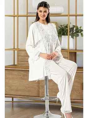 XSES Kadın Hamile Lohusa Sabahlıklı Pijama Takım XSES 4100 - Alternatif Görünüm