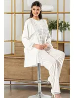 Kadın Hamile Lohusa Sabahlıklı Pijama Takım XSES 4100 Ekru detay görünüm