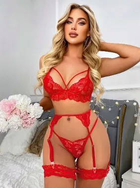 Jesica Bella Kadın Kırmızı Jartiyer Takım Jesica Bella E-0023