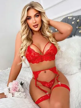 Jesica Bella Kadın Kırmızı Jartiyer Takım Jesica Bella E-0023 - Alternatif Görünüm