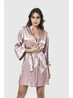 Kadın Kısa Saten Sabahlık Ahu Lingerie 7431 Vizon farklı açı