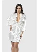 Kadın Kısa Saten Sabahlık Ahu Lingerie 7431 Beyaz görsel 4