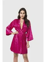 Kadın Kısa Saten Sabahlık Ahu Lingerie 7431 Fuşya görsel 5