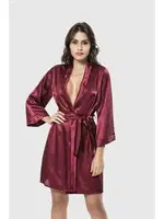 Kadın Kısa Saten Sabahlık Ahu Lingerie 7431 Bordo görsel 7