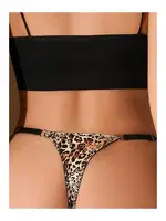 Kadın Leopar Desenli Taşlı Şık Kaliteli Tanga Külot 1024 Kahverengi farklı açı