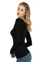 Kadın Likralı Ring Viskon Esnek Rahat Saten Yakalı Uzun Kollu Bluz Özkan 26984 Siyah farklı açı