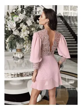 İmaj Sırtı V Kesim Kaplı Saten Dantelli Transparan Fantazi Gecelik Takım İmaj 3207 - Alternatif Görünüm