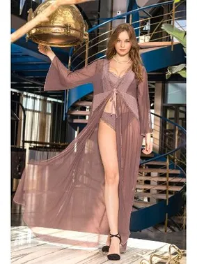 Gallipoli Kadın Mor Uzun Sabahlık Görsel MGP11460