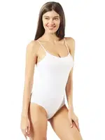 Kadın Pamuklu İnce Askılı Çıtçıtlı Kancalı Body Özkan 0603 Beyaz