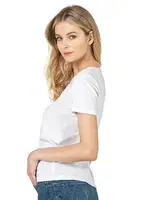 Kadın Pamuklu Kisa Kollu Bisiklet Yaka Esnek Rahat Fanila T-shirt Özkan 25284 Beyaz görsel 6