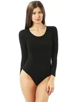 Kadın Pamuklu Likralı Uzun Kollu Yuvarlak Yaka Kancalı Çıtçıtlı Örme Body Özkan 0600 Siyah farklı açı