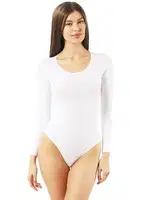 Kadın Pamuklu Likralı Uzun Kollu Yuvarlak Yaka Kancalı Çıtçıtlı Örme Body Özkan 0600 Beyaz görsel 5