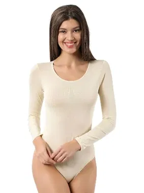 Özkan Kadın Pamuklu Likralı Uzun Kollu Yuvarlak Yaka Kancalı Çıtçıtlı Örme Body Özkan 0600