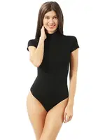 Kadın Pamuklu Penye Dik Yaka Kancalı Çıtçıtlı Body Özkan 0627 Siyah