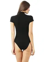 Kadın Pamuklu Penye Dik Yaka Kancalı Çıtçıtlı Body Özkan 0627 Siyah detay görünüm