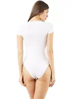 Kadın Pamuklu Yuvarlak Yaka Kısa Kollu Örme Çıtçıtlı Body Özkan 0601 Beyaz görsel 4