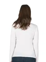 Kadın Premium Yumuşak Kumaş Viskon Bisiklet Yaka Uzun Kollu Örme Bluz Özkan 7124 Beyaz görsel 6