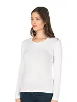 Kadın Premium Yumuşak Kumaş Viskon Bisiklet Yaka Uzun Kollu Örme Bluz Özkan 7124 Beyaz görsel 7