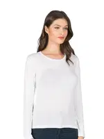 Kadın Premium Yumuşak Kumaş Viskon Bisiklet Yaka Uzun Kollu Örme Bluz Özkan 7124 Beyaz görsel 8