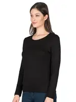 Kadın Premium Yumuşak Kumaş Viskon Bisiklet Yaka Uzun Kollu Örme Bluz Özkan 7124 Siyah farklı açı