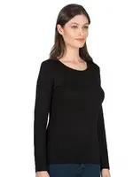 Kadın Premium Yumuşak Kumaş Viskon Bisiklet Yaka Uzun Kollu Örme Bluz Özkan 7124 Siyah görsel 4