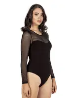 Kadın Ring Viskon Bisiklet Yaka Tüllü Yakası Taş Detaylı Uzun Kollu Kancalı Body Özkan 25766 Siyah farklı açı